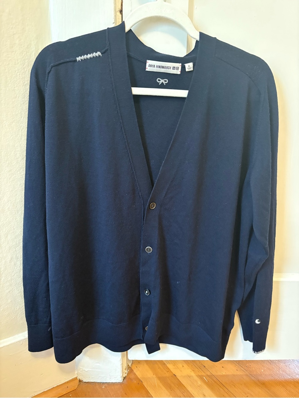 Anya Hindmarch Dark Navy V-Neck Button-Front Cardigan